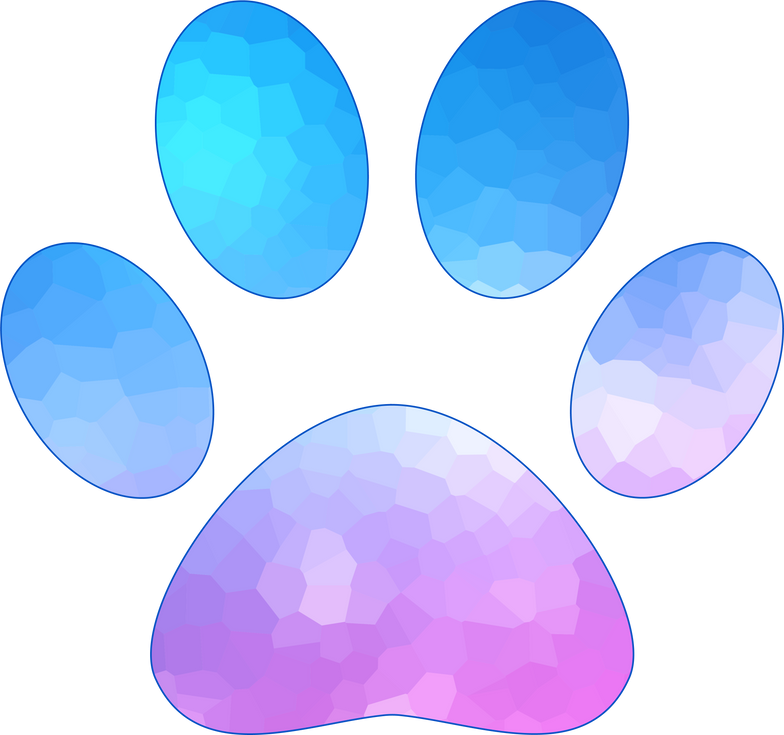 Blue and Purple Paw Print